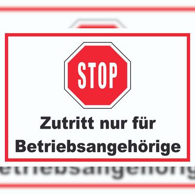 HB-Druck Stop Zutritt nur für Betriebsangehörige Schild A2 (420x594mm)
