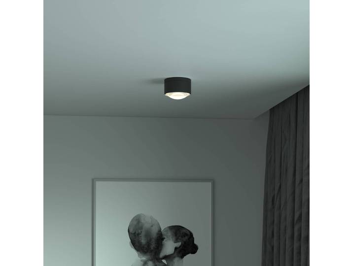 Top Light Puk! 120 One LED-Deckenspot Linse matt, schwarz One, dimmbar, schwarz, für Wohn- / Esszimmer, Aluminium, Modern