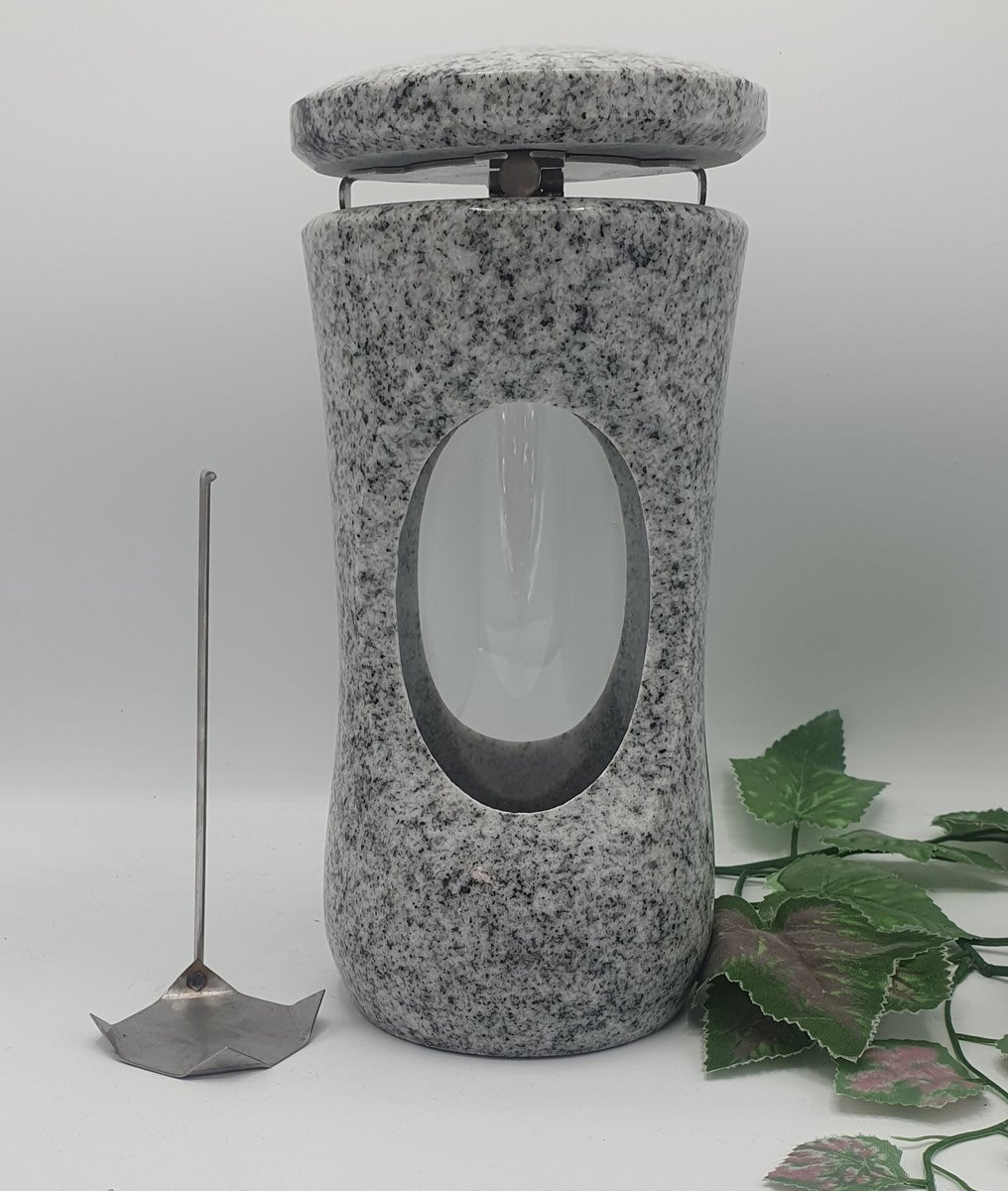 Lantaren LRS Grafkaars met Graniet en Glas en RVS sluiting inclusief Led