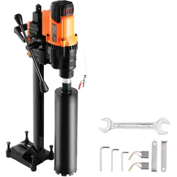 VEVOR Kernbohrmaschine Diamantkernbohrgerät mit Bohrdurchmesser 2-25 cm mit Ständer und Kernbohrer, 3200 W robuster Beton-Kernbohrer, Nass- und Trockenanwendung für Beton Ziegel