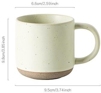 Youfap Market Modern Design White Small Frosted Ceramic Tumblers, Unglazed Base Speckled Coffee Mug With Handle beige