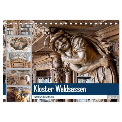 Kloster Waldsassen Stiftsbibliothek (Tischkalender 2026 DIN A5 quer), CALVENDO Monatskalender
