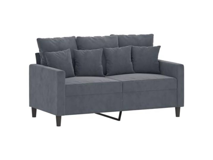 KTHLBRH 3-teiliges Sofaset mit Kissen in Dunkelgrau aus Samt 2-Sitzer-Sofas, Fußstütze, 16 Kissen, Metallrahmen, Schaumstoff