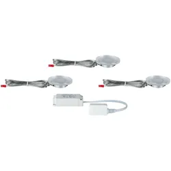 Paulmann 3er-Set LED Möbeleinbauleuchte WHIRL MINI LED, rund, 65mm, , 230V/700mA, 7VA, 2.4W 2700K, satiniert / Acryl PAUL-99865