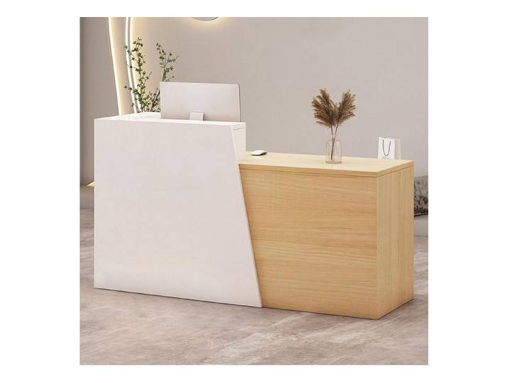 LuxusKollektion Empfangstheke Empfangstheke Kassentisch Schublade 210×42×100cm White + Wood Left (1-St)