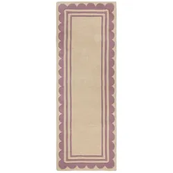 KADIMA DESIGN Wollteppich Handgetuftet mit elegantem Jakobsmuschel-Design | Langlebig & Komfortabel | 80x230cm