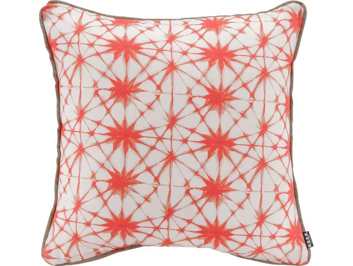 Dekokissen H.O.C.K. Badu Batik Saphire Outdoor , orange (orange, gemustert), B:50cm H:10cm L:50cm, Polyacryl (dralon), Dekokissen_Sitzkissen_Kissenhüllen, Dekokissen, mit Keder, Kissenhülle mit Füllung, 1 Stück