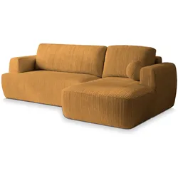 ECKSOFA SENTI P R-S Gelb Kordstoff mit Schlaffunktion