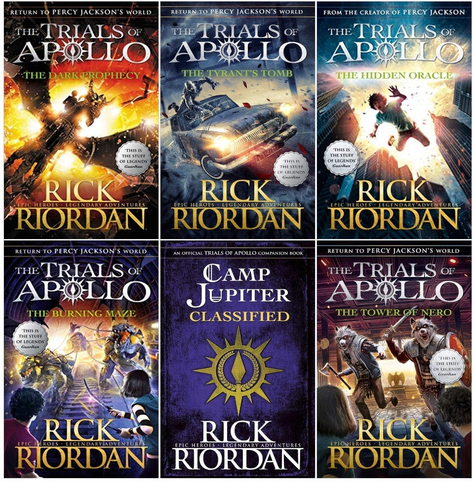 Puffin Rick Riordan The Trials of Apollo 6 Books Collection Set (Books 1-5 [PB], Camp Jupiter Classified [HB])
