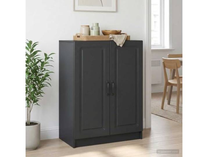 RJPLMFV Anrichte, schwarz, 66 x 34,5 x 87 cm, aus Holz Schiebetüren, Aufbewahrung von Geschirr, mehrere Regale, zeitloser Stil, einfache Montage