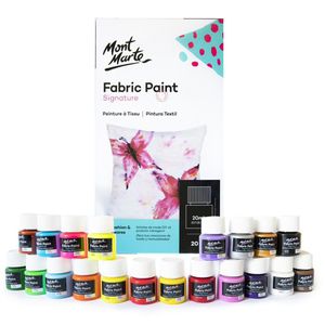 Mont-Marte Stoffmalfarben Signature Textilfarben, 20 Farben, für helle & dunkle Textilien, bis 30°C, 20x 20ml