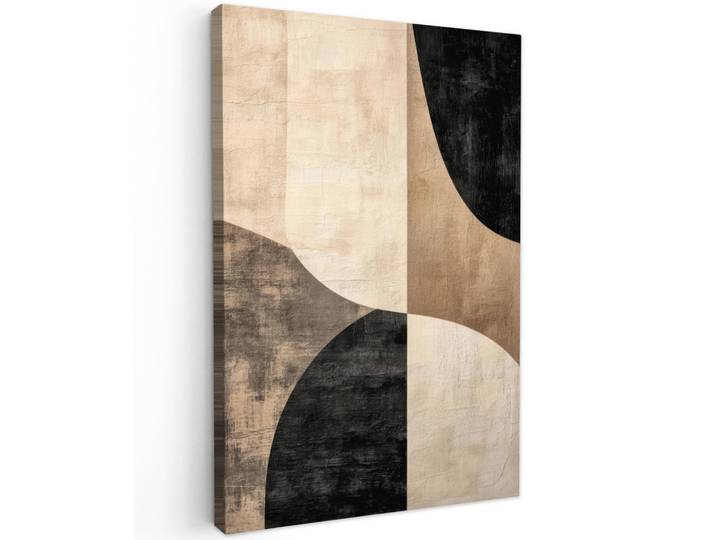 MuchoWow Leinwandbild - Abstrakt - Flugzeuge - Schwarz - Rund - 60x90 - Kunstdruck, Beige, Textil, Kiefer, Rechteckig, 60x90 cm, gerahmt, Bilder & Rahmen, Bilder, Wandbilder