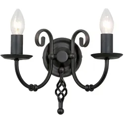 Elstead Lighting, Gartenbeleuchtung, Artisan Wandleuchte E14 2-fach Schwarz (E14, IP20, IP55)