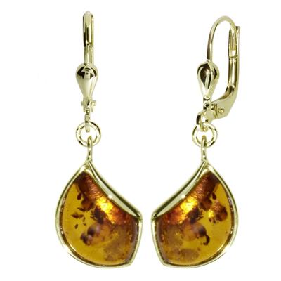 Paar Ohrhänger OSTSEE-SCHMUCK "Ostsee-Schmuck Ohrhänger Jula Ohrhänger Jula", gelb, Ohrringe, Damen, 32 x 11mm, Gelbgold 333