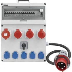 Baustromverteiler GR-S/FI SKH Stromverteiler 32A 3x16A 5x230V Elektroverteiler Schuko mit Kabel Doktorvolt DV-0632-D