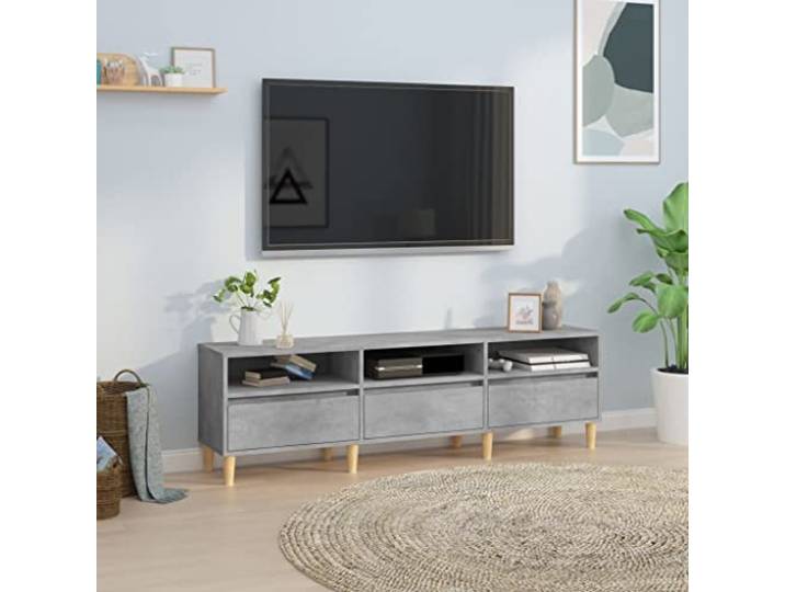 HEFZGDB TV-Schrank Betongrau 150x30x44,5 cm Holzwerkstoff mit Stauraum für Medien und Geräte, Langlebiger TV-Ständer für Wohnzimmer, Moderner TV-Tisch mit glatter Oberfläche