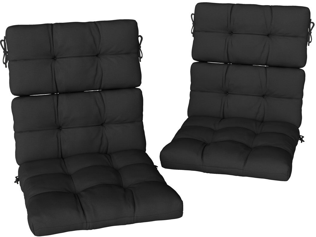 17 Stories Outsunny 2pc Outdoor Seat Cushions with Backrest for Chair Black 112cm W