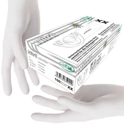 SFM ® EDELWHITES : XL Nitrilhandschuhe puderfrei fingertexturiert weiß (100)