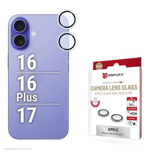 DISPLEX Camglass Single Kameraschutzglas Apple iPhone 16, iPhone 16 Plus, iPhone 17 1 Set Anti-Fingerprint 02122