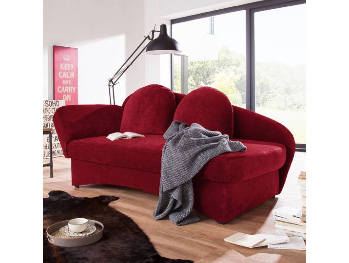 Recamiere Velours Rot/Bordeaux Velours 182 x 85 x 86cm Armlehne davorstehend links Landhaus