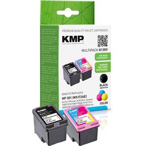 KMP kompatibel für HP 301 N9J72AE, CH561EE + CH562EE, J3M81AE, schwarz + color  H135V