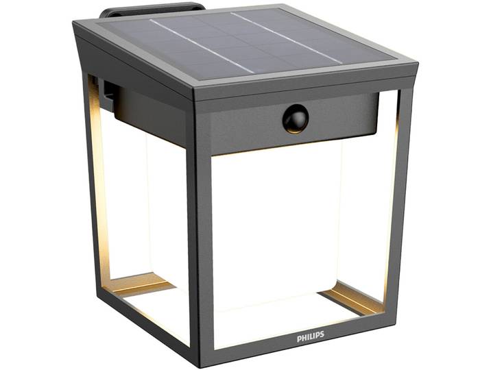 Solarlampe Philips anthrazit Metall 250 lm B 12.3 cm - LED - Lichtfarbe: Warmweiss - LED Energiesparlampen