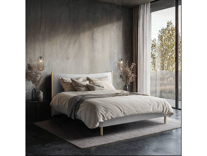 Polsterbett 180 x 200cm Bouclé Stoff Sideri Grau