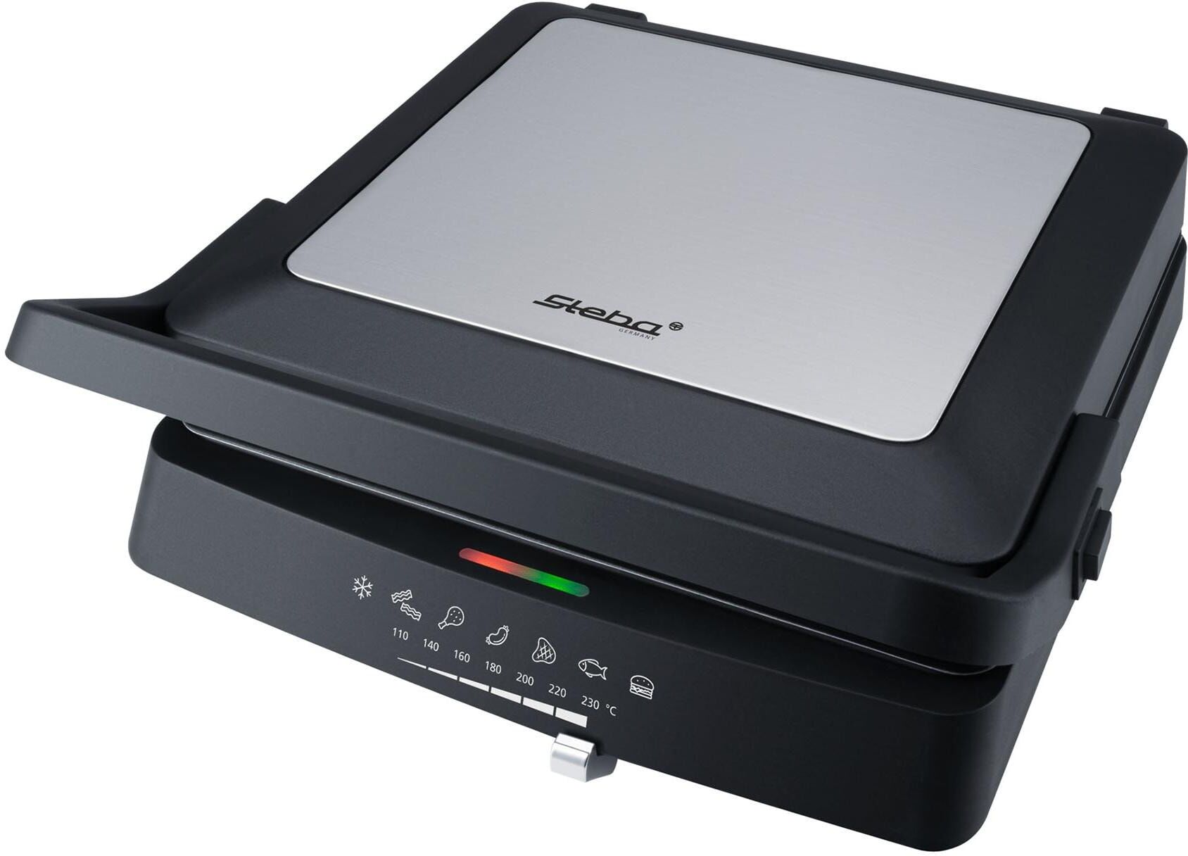 Kontaktgrill STEBA "Kontaktgrill FG75 2000 W", schwarz, B:36cm H:14,5cm T:32,5cm, Kontaktgrill_Standgrill_Tischgrill_Teppanyakigrill, Kontaktgrill schwarz Einheitsgröße