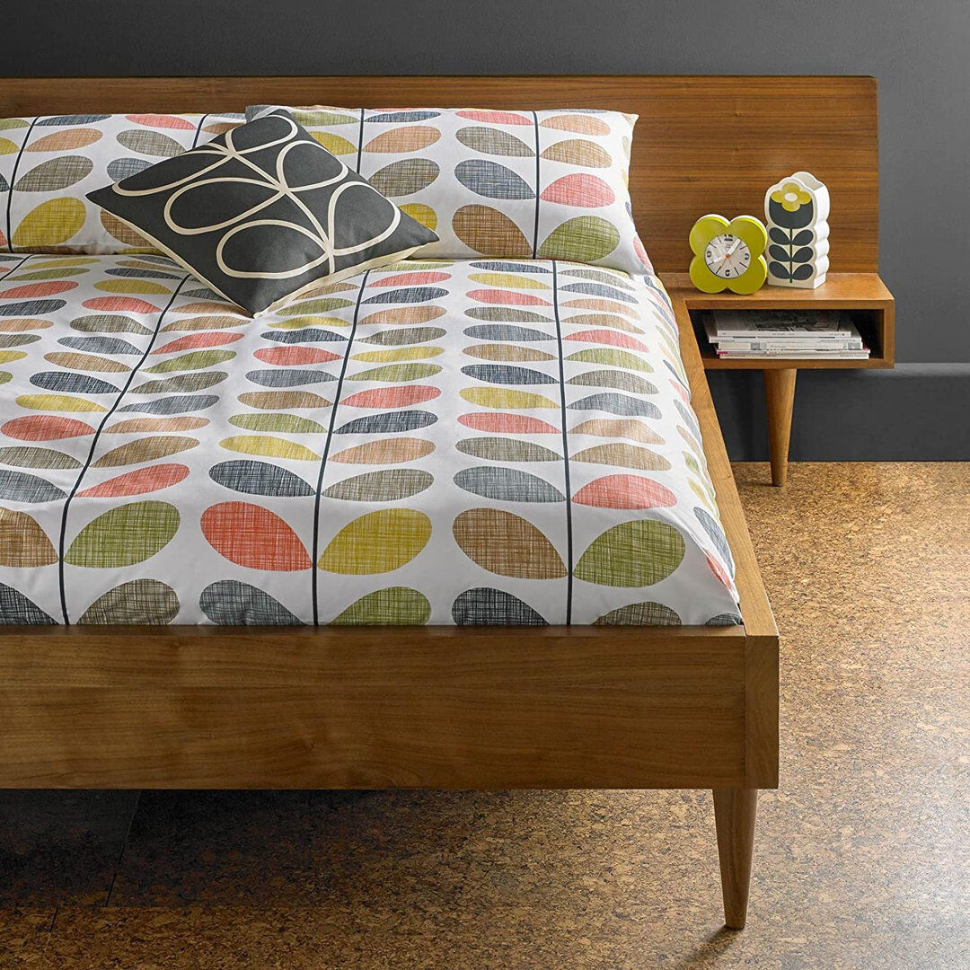 Orla Kiely Scribble Stem Duck Egg King Duvet Cover Orange/Green/Brown Kingsize Duvet Cover