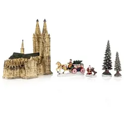 WURM Lichthaus Porzellan inkl. 2 Tannenbäume, Kutsche, Nikolaus & Beleuchtungsset