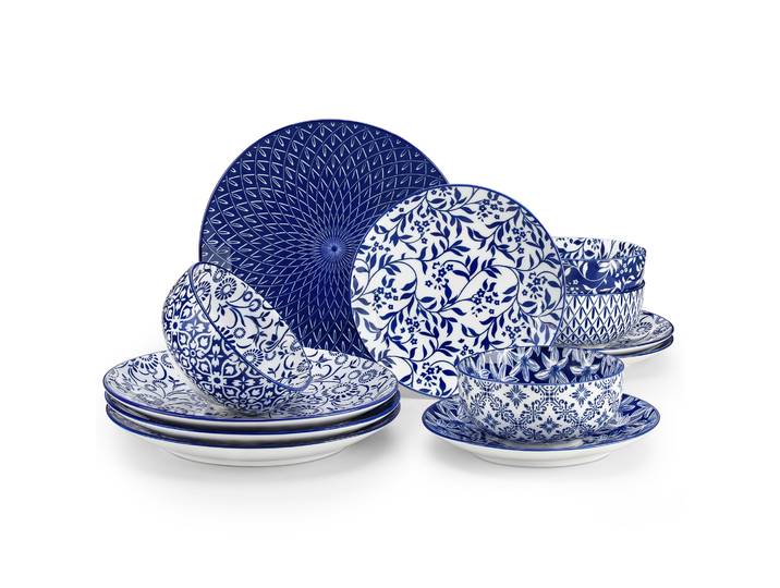 vancasso – ensemble d'assiettes chinoises en porcelaine bleue et blanche, 12/16/24/36 pièces, service de table avec assiette à dîner/assiette à Dessert/bol à Ceral