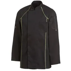 Kochjacke Unisex schwarz/hellgrün 12/2524/1087, Größe M - hellgrün - M