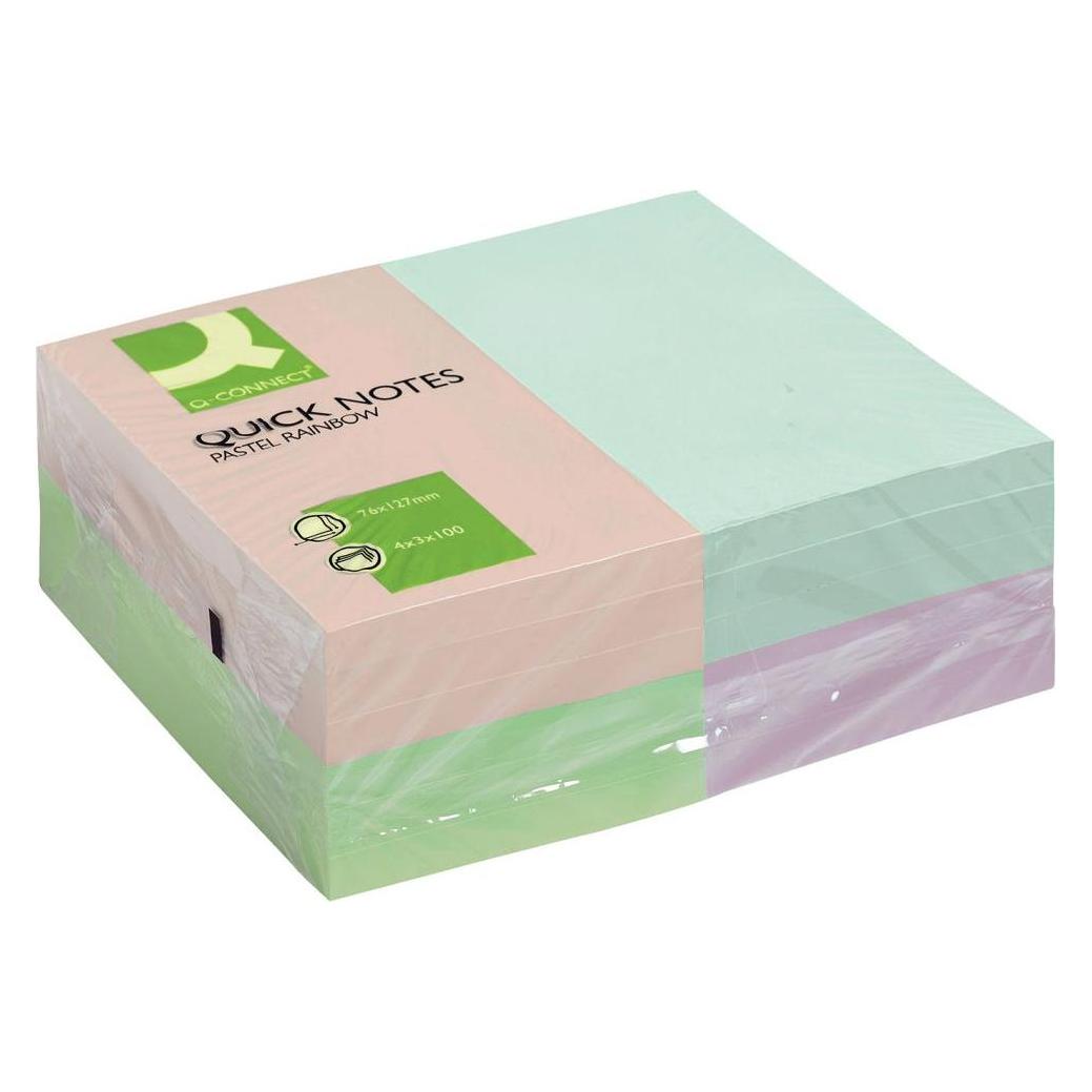 Q-Connect Haftnotizen Quick Notes Pastell-Farben sortiert (76 x 127 mm) (KF01349)