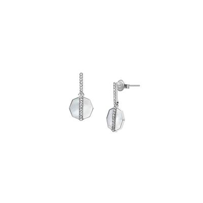 Paar Ohrstecker FOSSIL "Schmuck Geschenk Edelstahl JEWELRY", weiß (edelstahlfarben, kristallweiß, perlmuttfarben, kristallweiß), Ohrringe, Damen, Edelstahl Perlen, Edelstahl, Perlen, mit Glasstein - mit Perlmutt