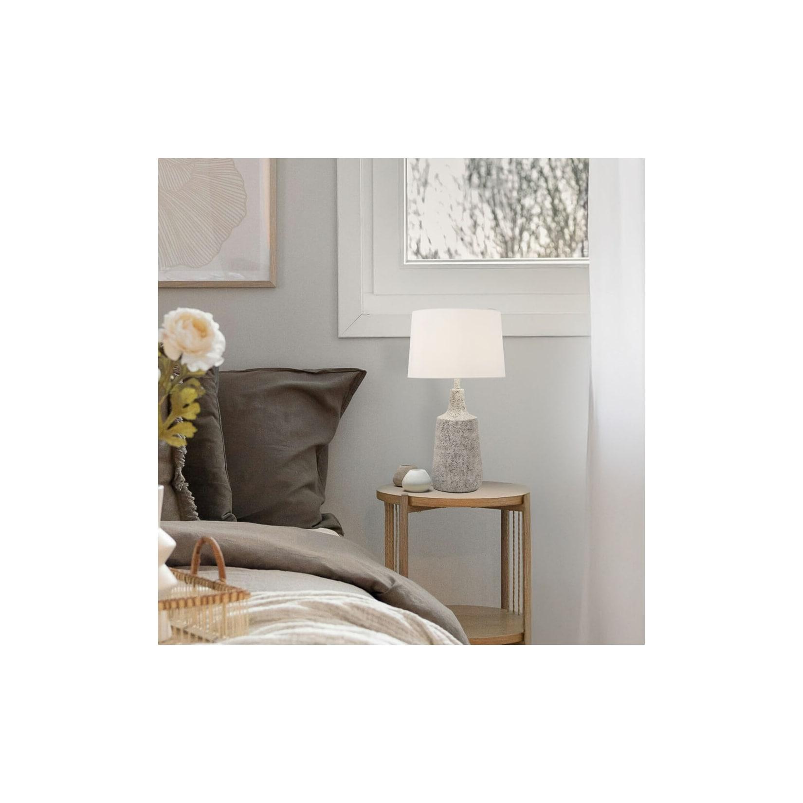 HOME DELUXE Große Tischlampe in Steinoptik CARO - Weiß