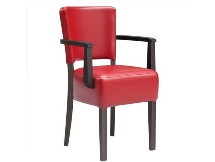 GGMMÖBEL 2-er Set Luca ARM Bistrostuhl Rot Leder Gestell: Holz/Wenge Sitzhöhe: 49cm