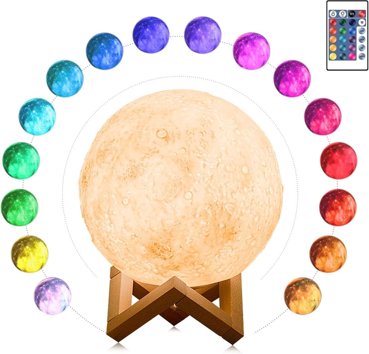3D Maanlamp LED nachtlamp met 16 kleuren en afstandsbediening