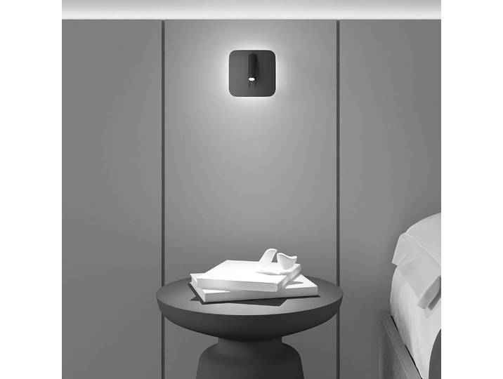 Applique murale LED los 13 x 13 x 7cm Noir/Noir Aluminium LED Module LED
