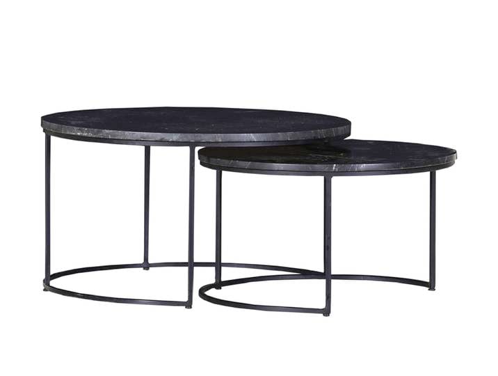 Couchtisch-Set ARAMIS 2-teilig Marmor schwarz