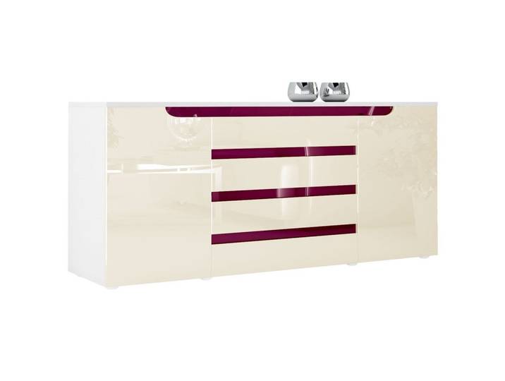 SIDEBOARD Sintra Creme Hochglanz / Brombeer Hochglanz