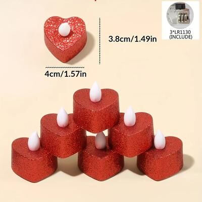 Inspired Living Heart Shape LED Candles Flameless Wedding Decor Romantic Battery Operated Candles 1 6 12 24 Pieces red 24pcs