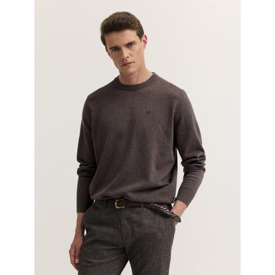 Rundhalspullover BUGATTI "Regular Fit", Herren, Gr. XXL, 90, braun, 100% Baumwolle, unifarben, regular fit, Rundhals, Pullover Rundhalspullover, Regular Fit Baumwolle Rundhals