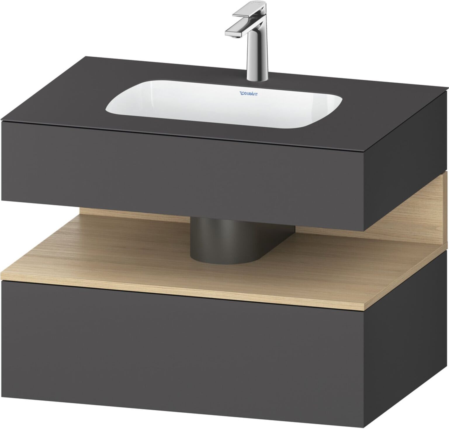 Duravit Einbauwaschtisch-Möbel-Set Qatego 80x55x60cm, Ei nat/grap ma, Konsolen-Waschtischunterbau (QA4785030490000)