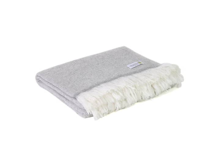 Plaid cachemire et laine léger motif diamant gris souris 130 x 230 cm