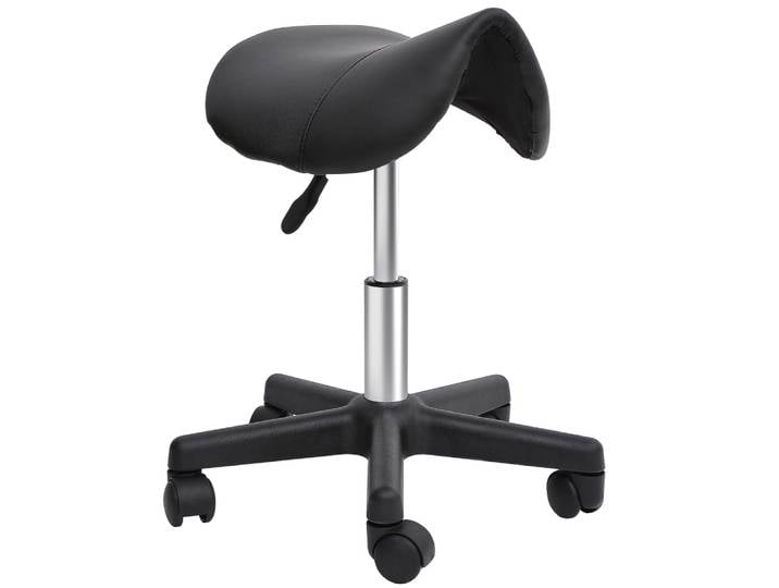 Tabouret de massage pivotant 360° revêtement synthétique noir
