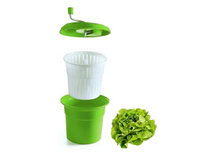 Salatschleuder, 25 l, professionell – effizientes manuelles Schleudern – robuster Kunststoff – Grün – Maße 42 x 52 cm