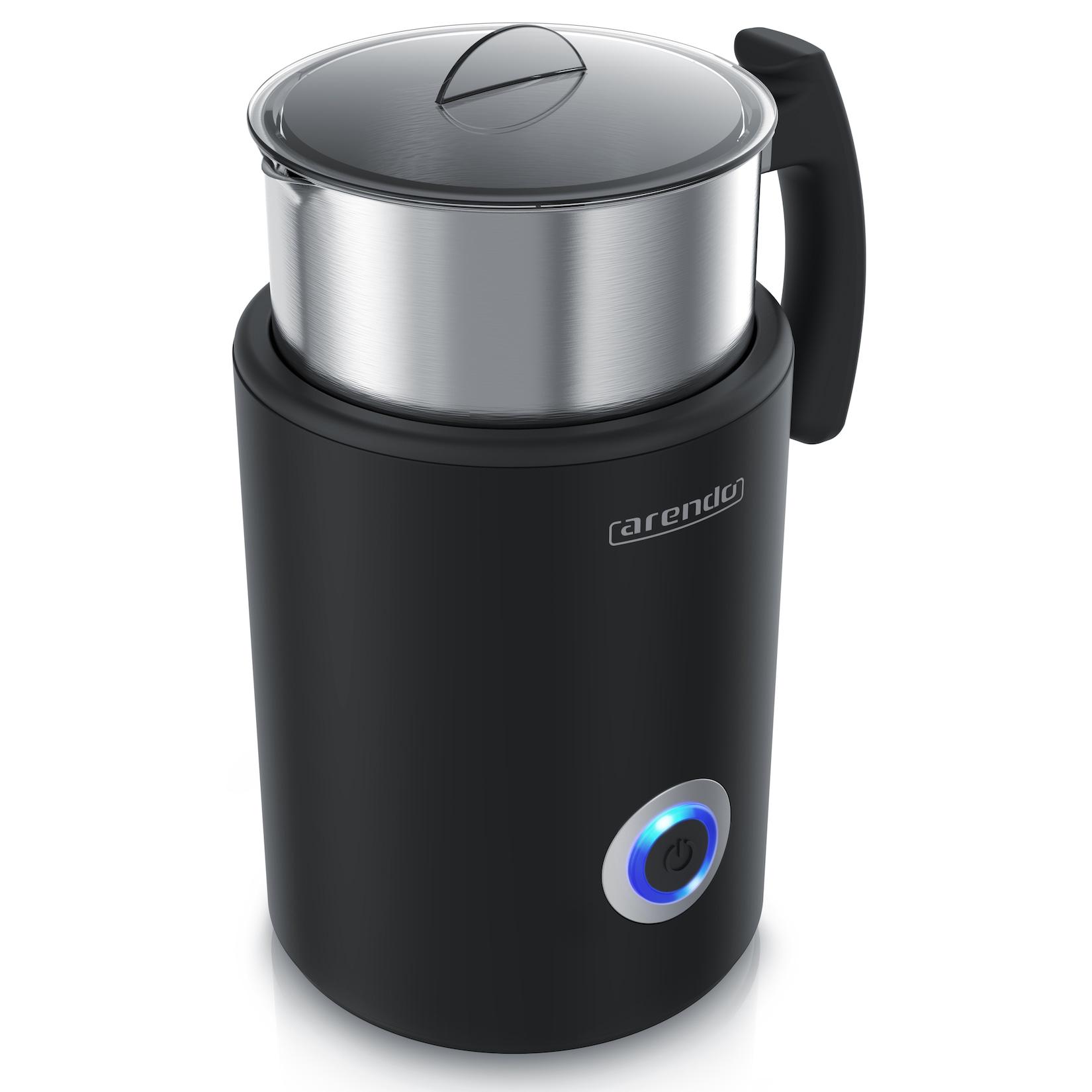 Arendo Induktions-Milchaufschäumer, 500 W, für warmen und kalten Milchschaum, Edelstahlbehälter mit Messskala und Cool-Touch-Griff