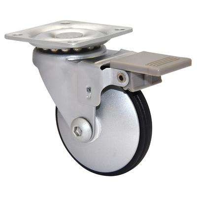 WAGNER Luxus Möbelrolle ALU DESIGN - Softlauffläche, Ø 50 mm, Feststeller, Anschraubplatte, Tragkraft 50 kg - 03325301