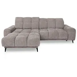 ECKSOFA Marco Mini mit elektrisch ausfahrbarem Sitz und verstellbaren Kopfstützen, Links, Chenille-Stoff, Hellbraun
