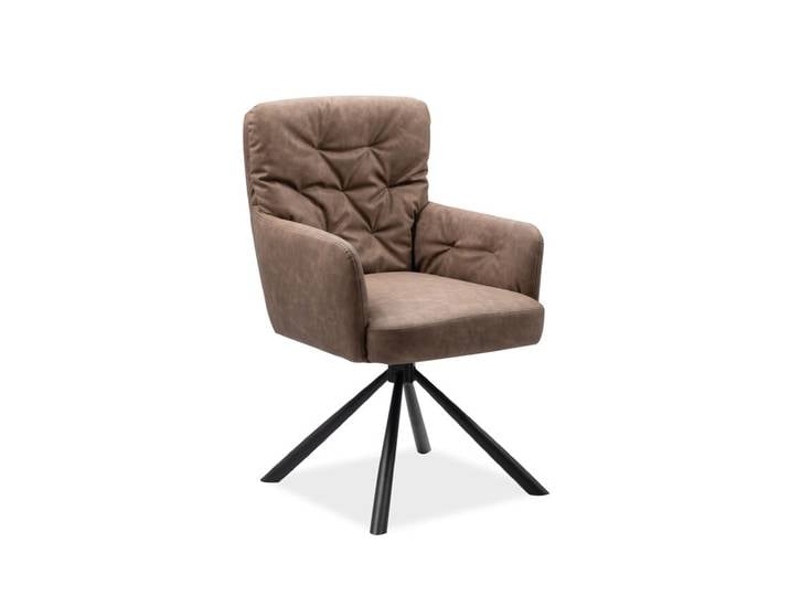 Stuhl Bobby Lederlook braun Metallgestell schwarz 60x93x67 cm